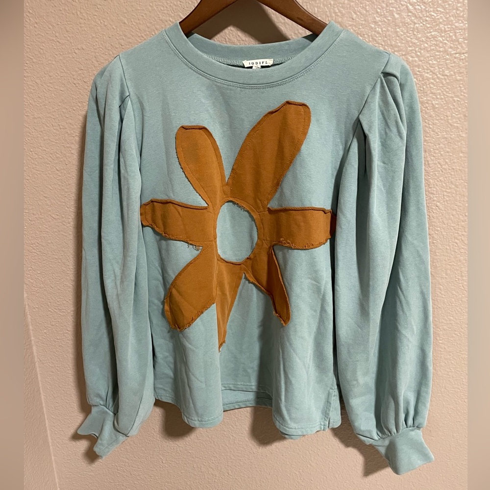 Jodifl Floral Appliqué Women Sweatshirt Top